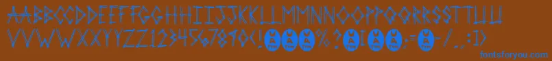 2ProngTree-Schriftart – Blaue Schriften auf braunem Hintergrund