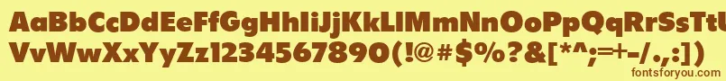 フォントFlipperBold – 茶色の文字が黄色の背景にあります。