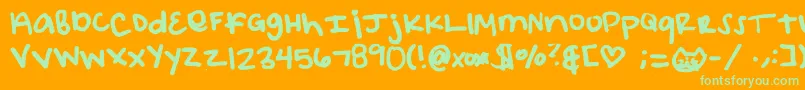 Elizacat Font – Green Fonts on Orange Background