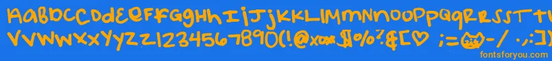 Elizacat Font – Orange Fonts on Blue Background