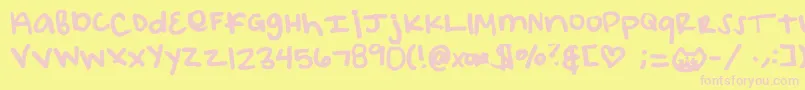 Elizacat Font – Pink Fonts on Yellow Background