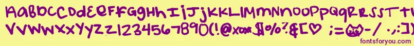 Elizacat Font – Purple Fonts on Yellow Background