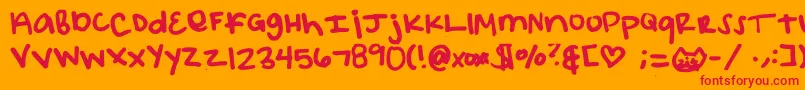 Elizacat Font – Red Fonts on Orange Background