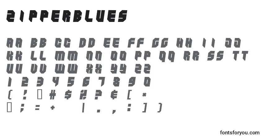 Шрифт Zipperblues – алфавит, цифры, специальные символы