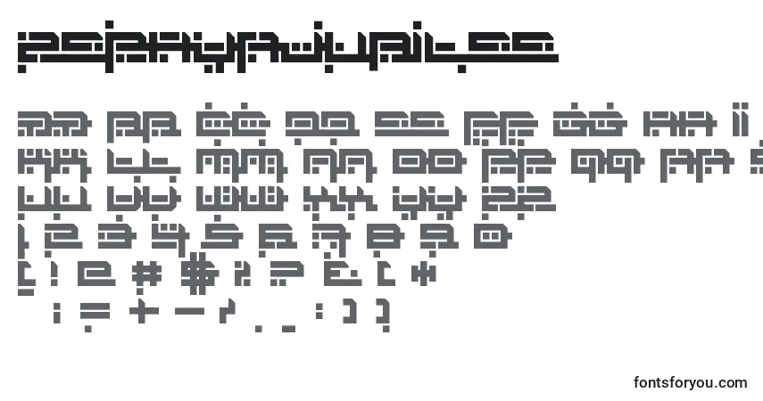 Шрифт ZephyrJubilee – алфавит, цифры, специальные символы