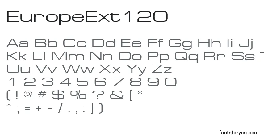 EuropeExt120-fontti – aakkoset, numerot, erikoismerkit