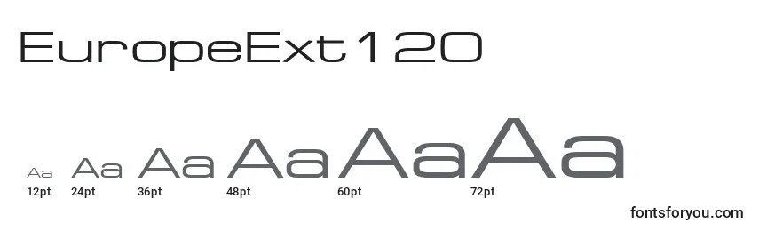 Размеры шрифта EuropeExt120