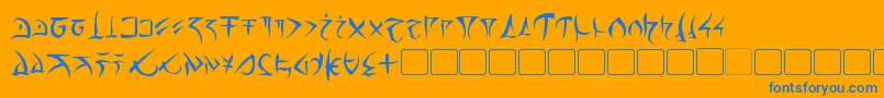 Barazhad-Schriftart – Blaue Schriften auf orangefarbenem Hintergrund