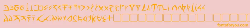 Barazhad-Schriftart – Orangefarbene Schriften auf rosa Hintergrund