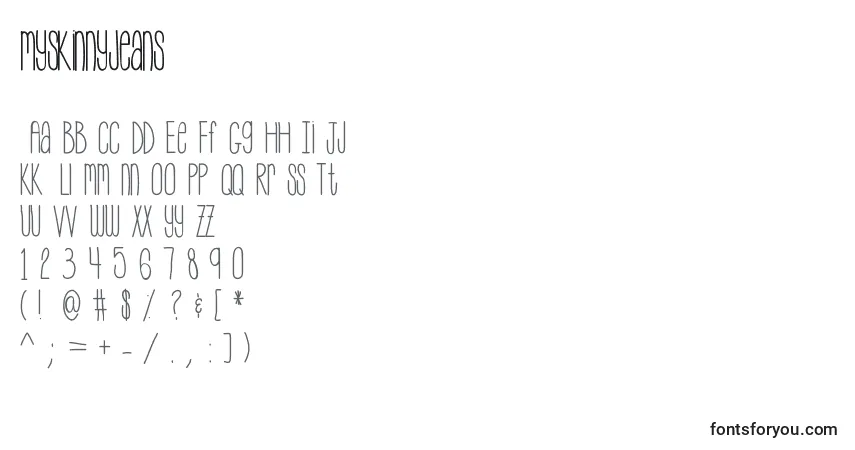 Шрифт Myskinnyjeans – алфавит, цифры, специальные символы