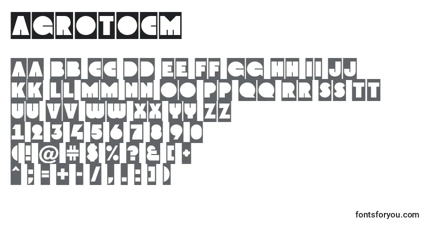 Schriftart AGrotocm – Alphabet, Zahlen, spezielle Symbole