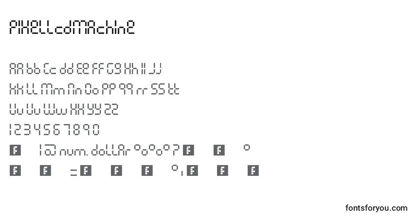 Schriftart PixelLcdMachine – Alphabet, Zahlen, spezielle Symbole