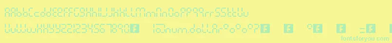 PixelLcdMachine Font – Green Fonts on Yellow Background