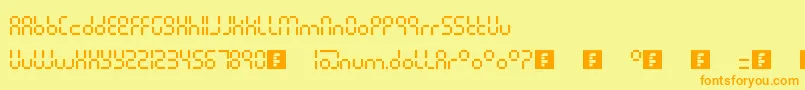 PixelLcdMachine Font – Orange Fonts on Yellow Background