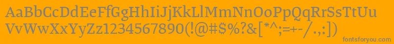 Fonte TangerserifmediumRegular – fontes cinzas em um fundo laranja