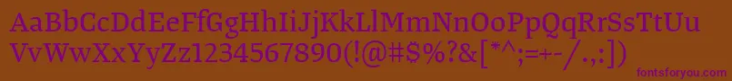 TangerserifmediumRegular Font – Purple Fonts on Brown Background