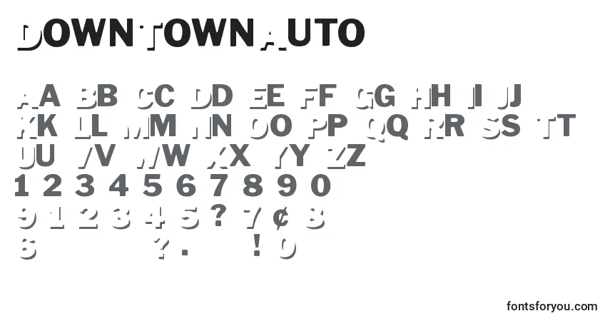 A fonte DownTownAuto – alfabeto, números, caracteres especiais