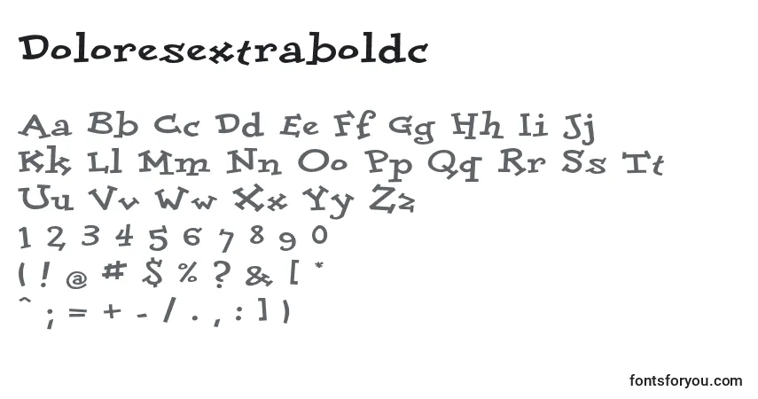 Czcionka Doloresextraboldc – alfabet, cyfry, specjalne znaki