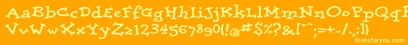 Doloresextraboldc-Schriftart – Gelbe Schriften auf orangefarbenem Hintergrund