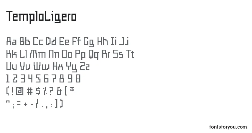 TemploLigeroフォント–アルファベット、数字、特殊文字