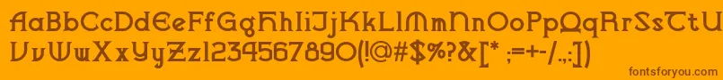 Fonte Vlaanderenchiselednf – fontes marrons em um fundo laranja