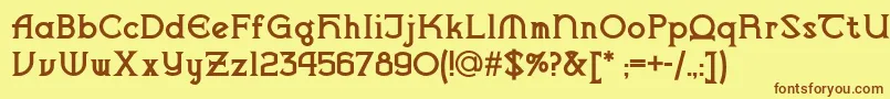 Więcej informacji o czcionce Vlaanderenchiselednf Czcionka Vlaanderenchiselednf – brązowe czcionki na żółtym tle