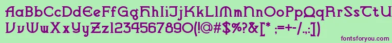 Шрифт Vlaanderenchiselednf – фиолетовые шрифты на зелёном фоне