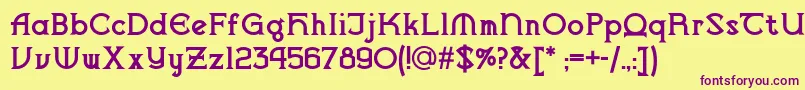 Vlaanderenchiselednf Font – Purple Fonts on Yellow Background