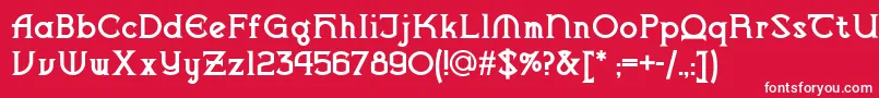 フォントVlaanderenchiselednf – 赤い背景に白い文字