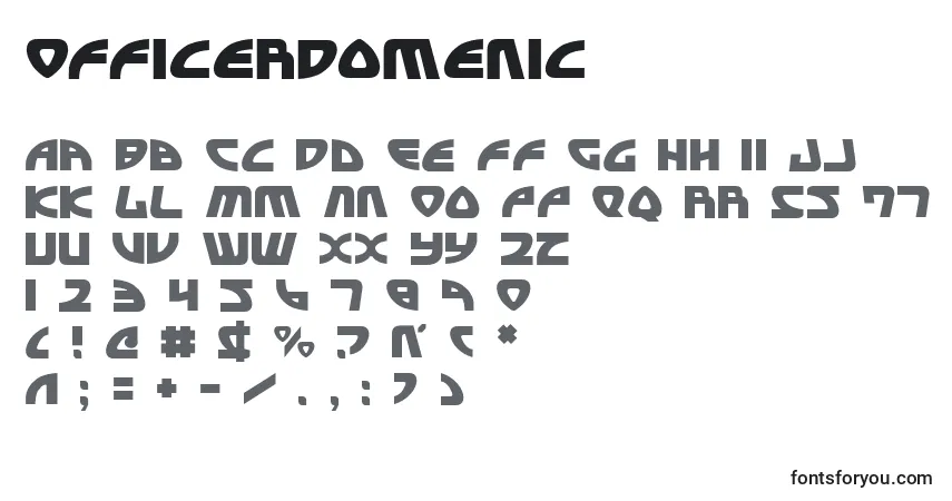 OfficerDomenic-fontti – aakkoset, numerot, erikoismerkit