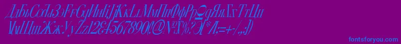 CyberiaCondensedItalic Font – Blue Fonts on Purple Background