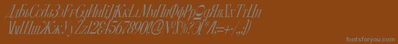 フォントCyberiaCondensedItalic – 茶色の背景に灰色の文字