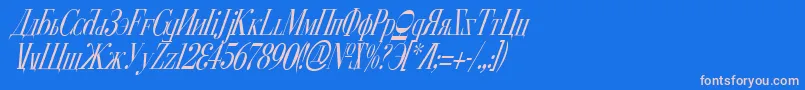 CyberiaCondensedItalic Font – Pink Fonts on Blue Background