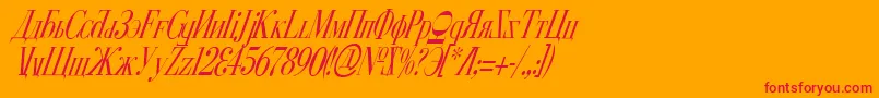 CyberiaCondensedItalic-Schriftart – Rote Schriften auf orangefarbenem Hintergrund