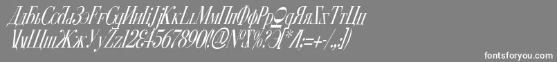 フォントCyberiaCondensedItalic – 灰色の背景に白い文字