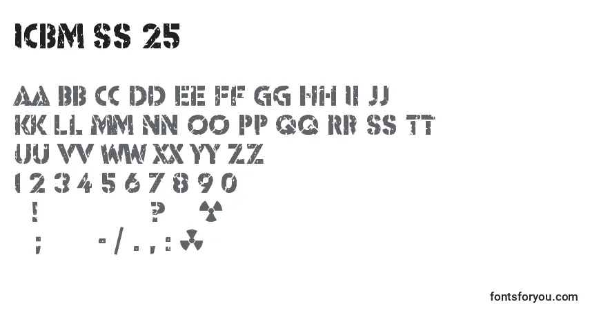 Шрифт Icbm Ss 25 – алфавит, цифры, специальные символы