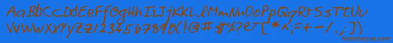 フォントLehn158 – 茶色の文字が青い背景にあります。