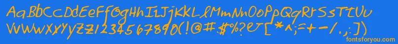 Lehn158 Font – Orange Fonts on Blue Background
