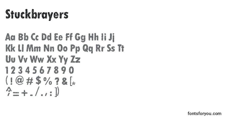 Czcionka Stuckbrayers – alfabet, cyfry, specjalne znaki