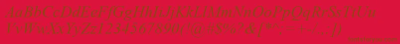 Fonte TimesNewRomanItalic – fontes marrons em um fundo vermelho
