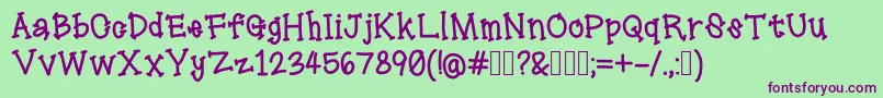 Lollipop-Schriftart – Violette Schriften auf grünem Hintergrund