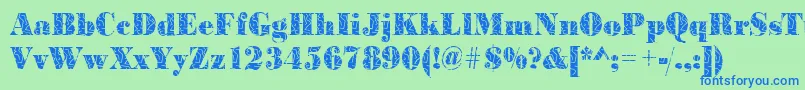 Fonte BodonistrokesRegular – fontes azuis em um fundo verde