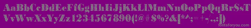 フォントBodonistrokesRegular – 紫の背景に灰色の文字