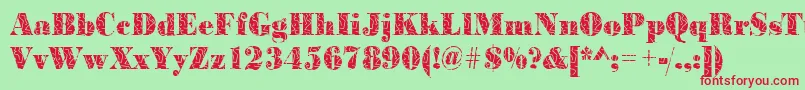 BodonistrokesRegular Font – Red Fonts on Green Background