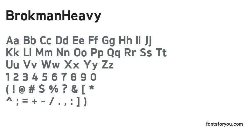 Schriftart BrokmanHeavy – Alphabet, Zahlen, spezielle Symbole