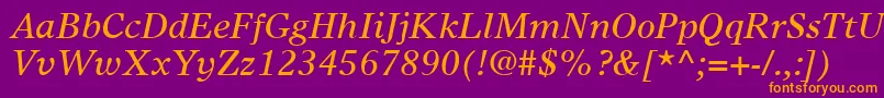 TimesEuropaLtItalic Font – Orange Fonts on Purple Background