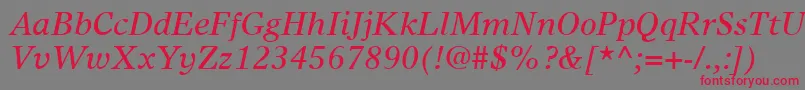 TimesEuropaLtItalic Font – Red Fonts on Gray Background