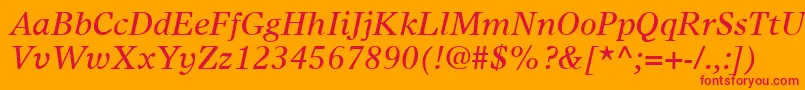 TimesEuropaLtItalic Font – Red Fonts on Orange Background