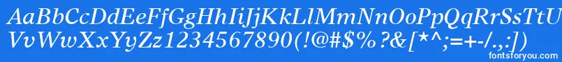 TimesEuropaLtItalic Font – White Fonts on Blue Background