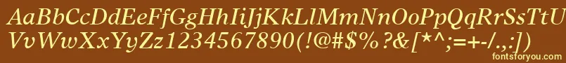 TimesEuropaLtItalic Font – Yellow Fonts on Brown Background